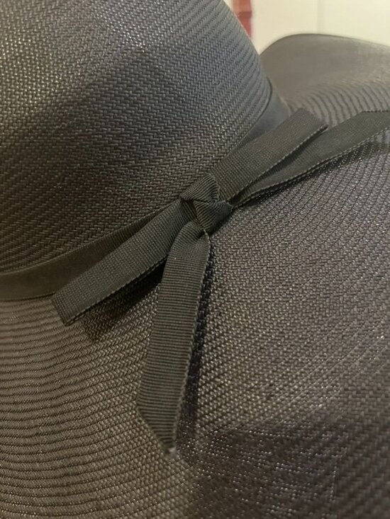 Rare, archival 1970s Yves Saint Laurent womens black wide brim straw sun hat main image 8